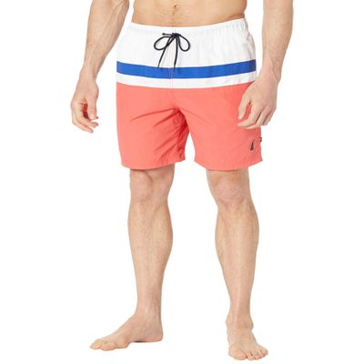 Nautica 8" Color-Block Swim Shorts Seaside Red 2XL
