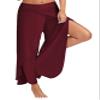 Andongnywell Women's Palazzo Wide Leg Split Pants Casual Beach Flowy Wrap Pants Yoga Sweatpants Trousers (Wine Red,Medium) view 1