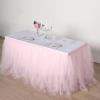 Efavormart 14ft Blush Full Size 4 Layer Fluffy Tulle - Tutu Table Skirt for Party Events fits 6ft rectangle/48in Round Table view 1
