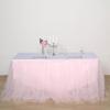 Efavormart 14ft Blush Full Size 4 Layer Fluffy Tulle - Tutu Table Skirt for Party Events fits 6ft rectangle/48in Round Table view 2