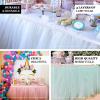 Efavormart 14ft Blush Full Size 4 Layer Fluffy Tulle - Tutu Table Skirt for Party Events fits 6ft rectangle/48in Round Table view 4