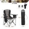ALPHA CAMP Folding Camping Chair Oversized Heavy Duty Padded Outdoor Chair with Cup Holder Storage and Cooler Bag, 450 LBS Weight Capacity, Thicken 600D Oxford, Black view 3