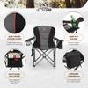 ALPHA CAMP Folding Camping Chair Oversized Heavy Duty Padded Outdoor Chair with Cup Holder Storage and Cooler Bag, 450 LBS Weight Capacity, Thicken 600D Oxford, Black view 4