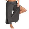 Andongnywell Slit Leg Palazzo Pant for Women Flowy Yoga Sweatpants Loose Pants Wide Leg Lounge Joggers Trousers (Dark Gray,Small) view 1