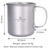 usharedo 450ml Titanium Cup Portable Camping Picnic Water Cup with Lid Outdoor Ultralight Camping Drinking Cup Mug Picnic Cutlery Cookware (Ti1544C/U) view 2