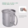 usharedo 450ml Titanium Cup Portable Camping Picnic Water Cup with Lid Outdoor Ultralight Camping Drinking Cup Mug Picnic Cutlery Cookware (Ti1544C/U) view 3