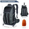 Garloben 40L Hiking Backpack, Waterproof Men Women Outdoor Travel Backpack for Trekking, Camping, Walking with Rain Cover (Black) view 2