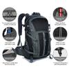 Garloben 40L Hiking Backpack, Waterproof Men Women Outdoor Travel Backpack for Trekking, Camping, Walking with Rain Cover (Black) view 3