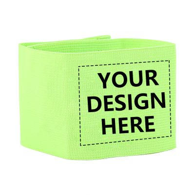 TopTie 50 PCS Personalized Soccer Football Captain Armband, Custom Reflective Wristband for Runners-NeonGreen-2 3/4" x 12 3/5"