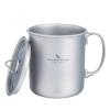 iBasingo 450ml Titanium Mug with Lid Tea Coffee Water Cup Outdoor Camping Pot Ultra-light Portable Hiking Backpacking Cooking Kit Picnic Tableware Drinkware with Foldable Handle Ti3026D view 1