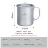 iBasingo 450ml Titanium Mug with Lid Tea Coffee Water Cup Outdoor Camping Pot Ultra-light Portable Hiking Backpacking Cooking Kit Picnic Tableware Drinkware with Foldable Handle Ti3026D view 2