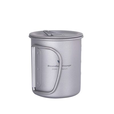 usharedo Titanium Cup Portable Camping Picnic Water Cup with Lid Outdoor Ultralight Camping Drinking Cup Mug Picnic Cutlery Cookware (Ti15141A/U)