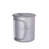 usharedo Titanium Cup Portable Camping Picnic Water Cup with Lid Outdoor Ultralight Camping Drinking Cup Mug Picnic Cutlery Cookware (Ti15141A/U) view 1