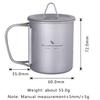 usharedo Titanium Cup Portable Camping Picnic Water Cup with Lid Outdoor Ultralight Camping Drinking Cup Mug Picnic Cutlery Cookware (Ti15141A/U) view 2