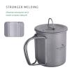 usharedo Titanium Cup Portable Camping Picnic Water Cup with Lid Outdoor Ultralight Camping Drinking Cup Mug Picnic Cutlery Cookware (Ti15141A/U) view 3