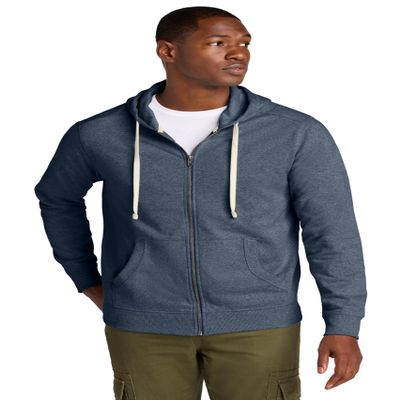 District Re-Fleece Full-Zip Hoodie DT8102, Heathered Navy, Medium