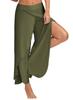 Andongnywell Slit Leg Palazzo Pant for Women Flowy Yoga Sweatpants Loose Pants Wide Leg Lounge Joggers Trousers (Green,XXX-Large) view 1