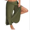 Andongnywell Women's Palazzo Wide Leg Split Pants Casual Beach Flowy Wrap Pants Yoga Sweatpants Trousers (Green,XXXX-Large)