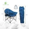 ALPHA CAMP Heavy-Duty Oversize Camping Chair Round Moon Saucer Chair Padded Folding Chair with Cup Holder and Carry Bag (Dark Blue) view 3