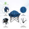 ALPHA CAMP Heavy-Duty Oversize Camping Chair Round Moon Saucer Chair Padded Folding Chair with Cup Holder and Carry Bag (Dark Blue) view 4