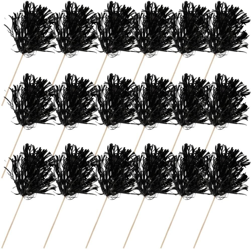 Fun Express Metallic Black Spirit Pom-Poms  Shiny and Vibrant Pom-Poms for Cheerleading Sports Events Parades School Spirit and Team Rallies Durable Material  24 Pieces