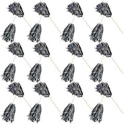 Fun Express 2-Tone Black & White Cheer Pom-Poms - 24 Pack for Sports, Homecoming, Team Events, Dance, Parties, & More | Shakers for Cheerleaders