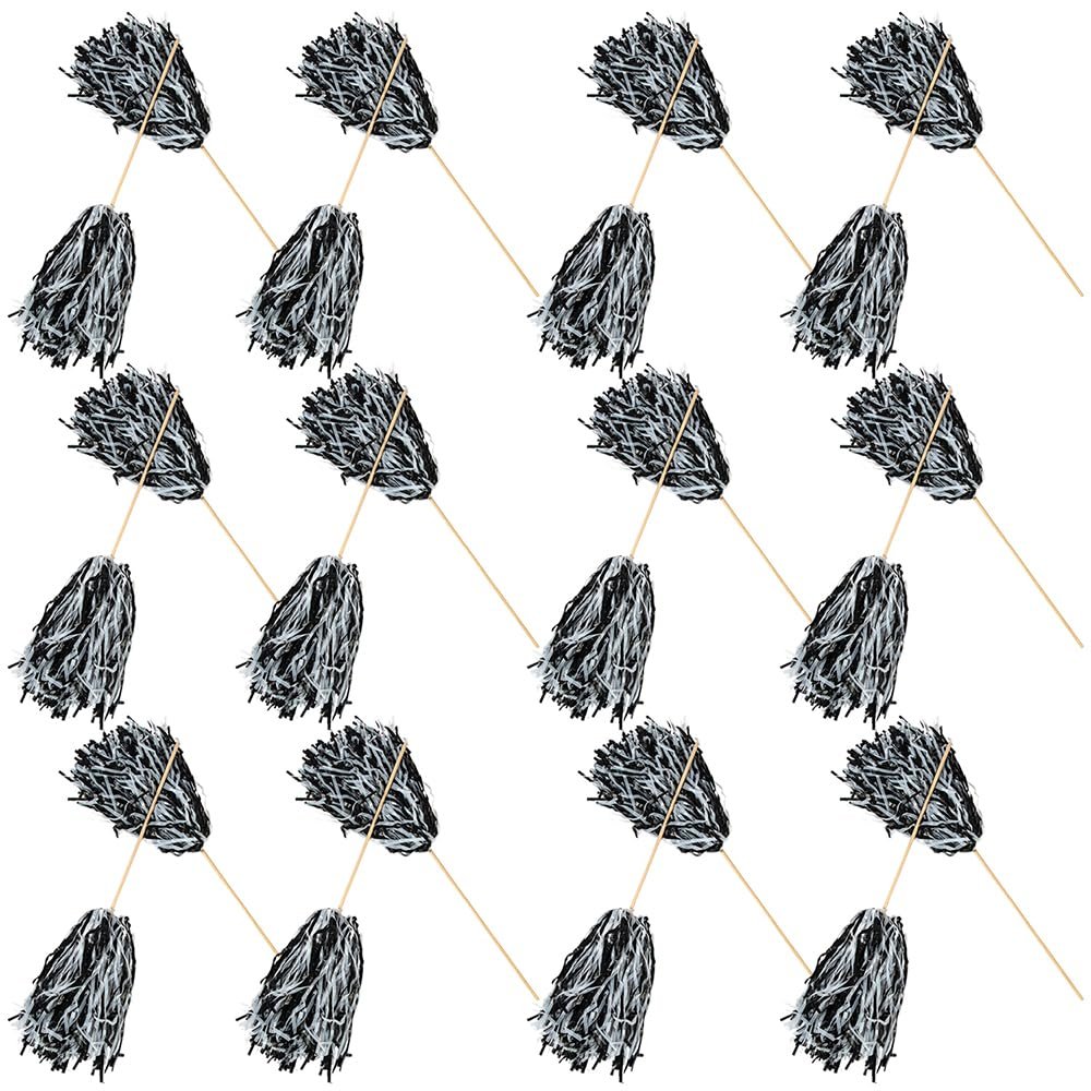 Fun Express 2-Tone Black & White Cheer Pom-Poms - 24 Pack for Sports, Homecoming, Team Events, Dance, Parties, & More | Shakers for Cheerleaders