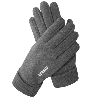 FUFU Gloves Winter Gloves Touch Screen Warm Knit Gloves Elastic Cuff Anti-Slip Rubber Design Warm Gloves (Color : B)