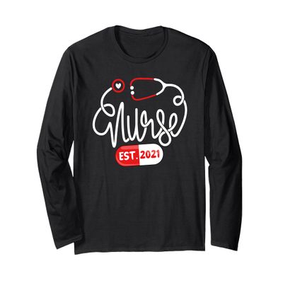 RN Nursing School Nurse Graduation Nurse Established 2021 Long Sleeve T-Shirt