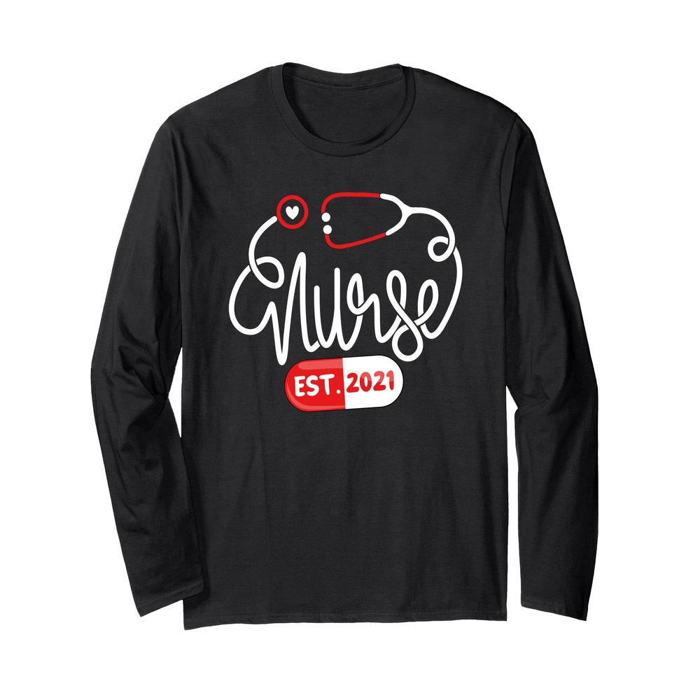 RN Nursing School Nurse Graduation Nurse Established 2021 Long Sleeve T-Shirt