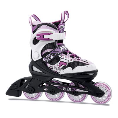 FILA J-One Adjustable Kids Inline Skates - Secure Fit for Growing Feet, Ideal for Boys and Girls, Black/Pink, Medium - Big Kid 1-4