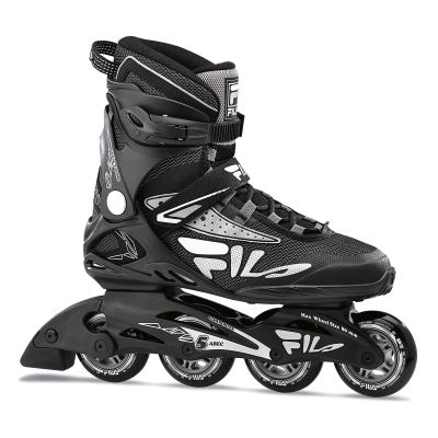 FILA Legacy Comp Inline Fitness Skates for Men and Women- Air Flow Technology, Lightweight Composite Frame, 80mm Wheels, ABEC-5 Bearings - Black/Grey, Men 8