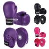 Kruzak Plain Focus Mitts and Boxing Gloves Set for Kickboxing and Muay Thai MMA Training - Fitness Kit with Punching Pads for Martial Arts and Karate - Purple - 8oz view 1