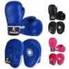 Kruzak Plain Focus Mitts and Boxing Gloves Set for Kickboxing and Muay Thai MMA Training - Fitness Kit with Punching Pads for Martial Arts and Karate - Blue - 10oz view 1