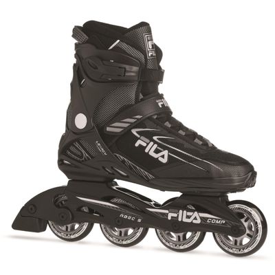 FILA Legacy Comp Inline Fitness Skates for Men and Women- Air Flow Technology, Lightweight Composite Frame, 80mm Wheels, ABEC-5 Bearings - Black/Grey, Men 9