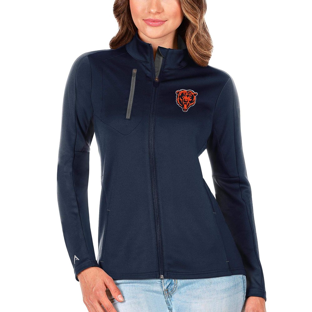 Antigua Women's Navy/Charcoal Chicago Bears Bear Head Generation Full-Zip Jacket