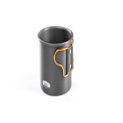 GSI Outdoors Hard Anodized Aluminum Halulite Bottle Cup I Lightweight Cup & Food Canister with Foldable Handles for Camping and Backpacking- 14 oz