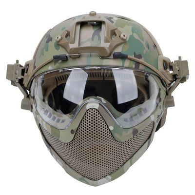 Integrated Tactical Airsoft Painball Full Face Protection, PJ Helmet F22, with Removable Steel Mesh Mask and Goggles