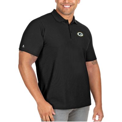 Antigua Men's Black Green Bay Packers Big & Tall Legacy Pique Polo