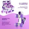 Adjustable Size Double Roller Skates, All Wheels Light Up, Fun Illuminating for Girls & Boys, Rollerskates for Kids Beginners, Small (12J-2), Purple view 3