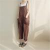 Andongnywell Women's Fashion Casual Slim Fit Baggy Suspenders Cotton Linen Overalls Jumpsuit with Pockets Trousers (Brown,Large) view 2