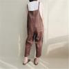 Andongnywell Women's Fashion Casual Slim Fit Baggy Suspenders Cotton Linen Overalls Jumpsuit with Pockets Trousers (Brown,Large) view 3