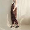 Andongnywell Women's Fashion Casual Slim Fit Baggy Suspenders Cotton Linen Overalls Jumpsuit with Pockets Trousers (Brown,Large) view 4