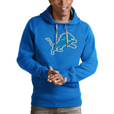 Antigua Men's Blue Detroit Lions Victory Pullover Hoodie