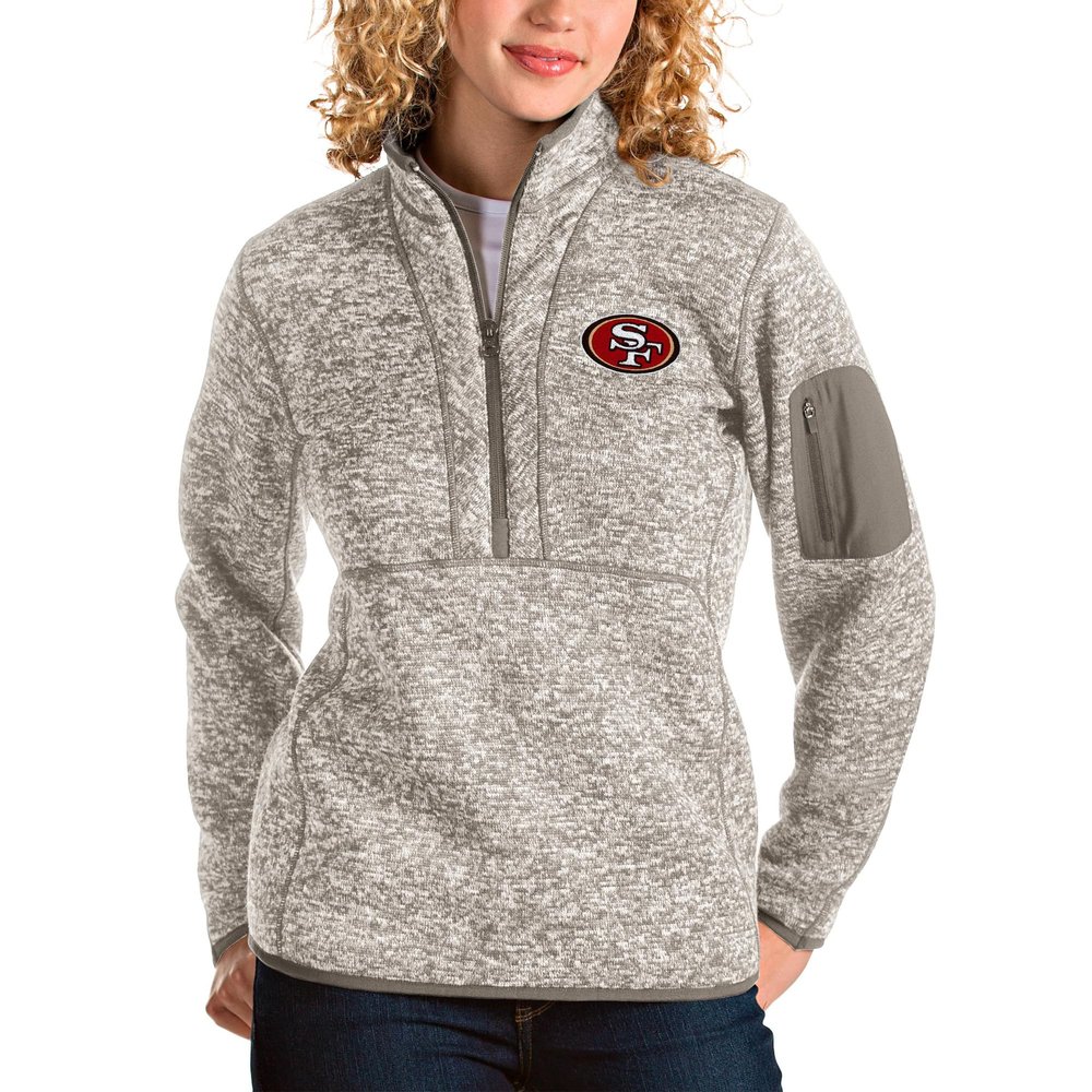 Antigua Women's Oatmeal San Francisco 49ers Fortune Half-Zip Pullover Jacket