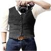 Mens Suit Vest Waistcoat Tweed Retro V Neck Wool Herringbone for Prom view 1