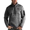 Antigua Men's Heather Black Las Vegas Raiders Fortune Quarter-Zip Pullover Jacket view 1