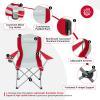 KingCamp Lightweight Folding Outdoor Lounge Chair with Cupholder and Adjustable Armrests for Camping, Sporting Events, or Tailgating, Red/Gray view 4