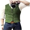 Mens Suit Vest Waistcoat Tweed Retro V Neck Wool Herringbone for Prom view 1