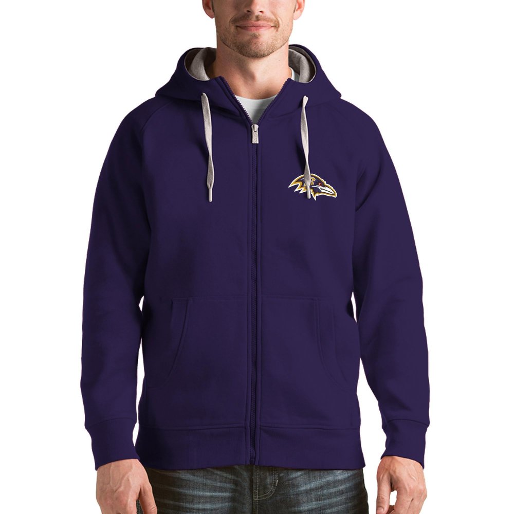 Antigua Men's Purple Baltimore Ravens Victory Full-Zip Hoodie
